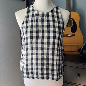 Cloth & Stone (Anthropologie) Navy and White Checkered Tank Top